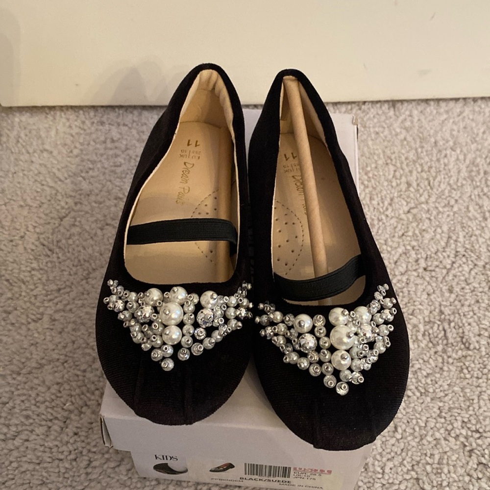 Black suede girls dress shoes